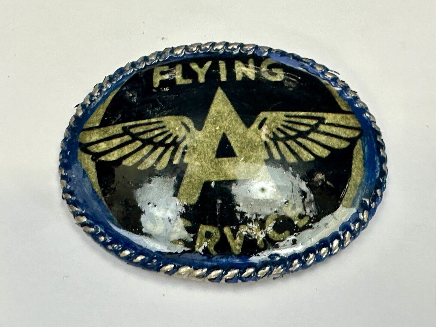 A W/ wings - Pilot's Airplane Flying Service large custom Vintage belt buckle