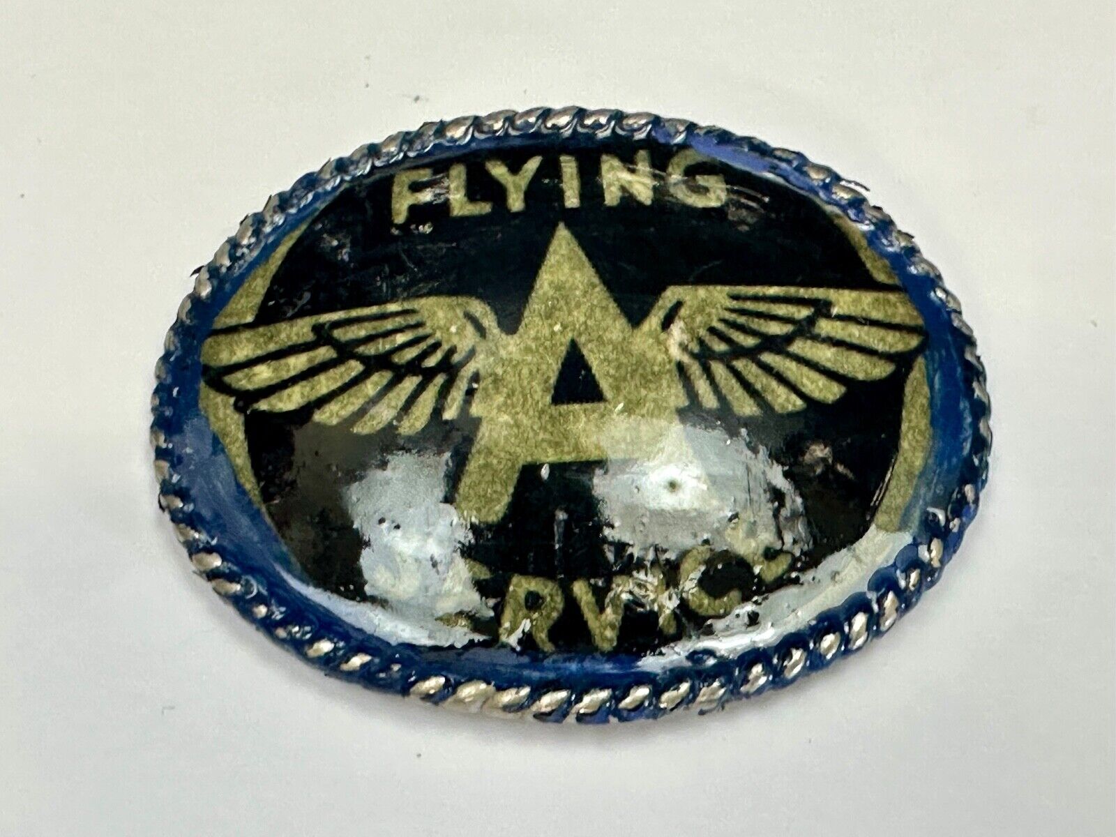 A W/ wings - Pilot's Airplane Flying Service large custom Vintage belt buckle