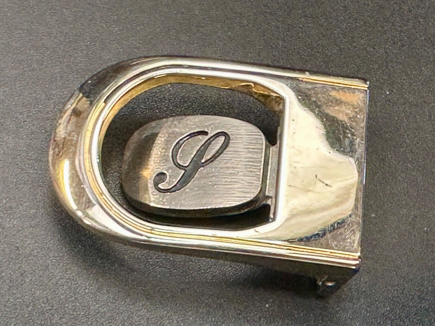 Vintage Letter monogram Initial P - Two Tone swinging belt buckle