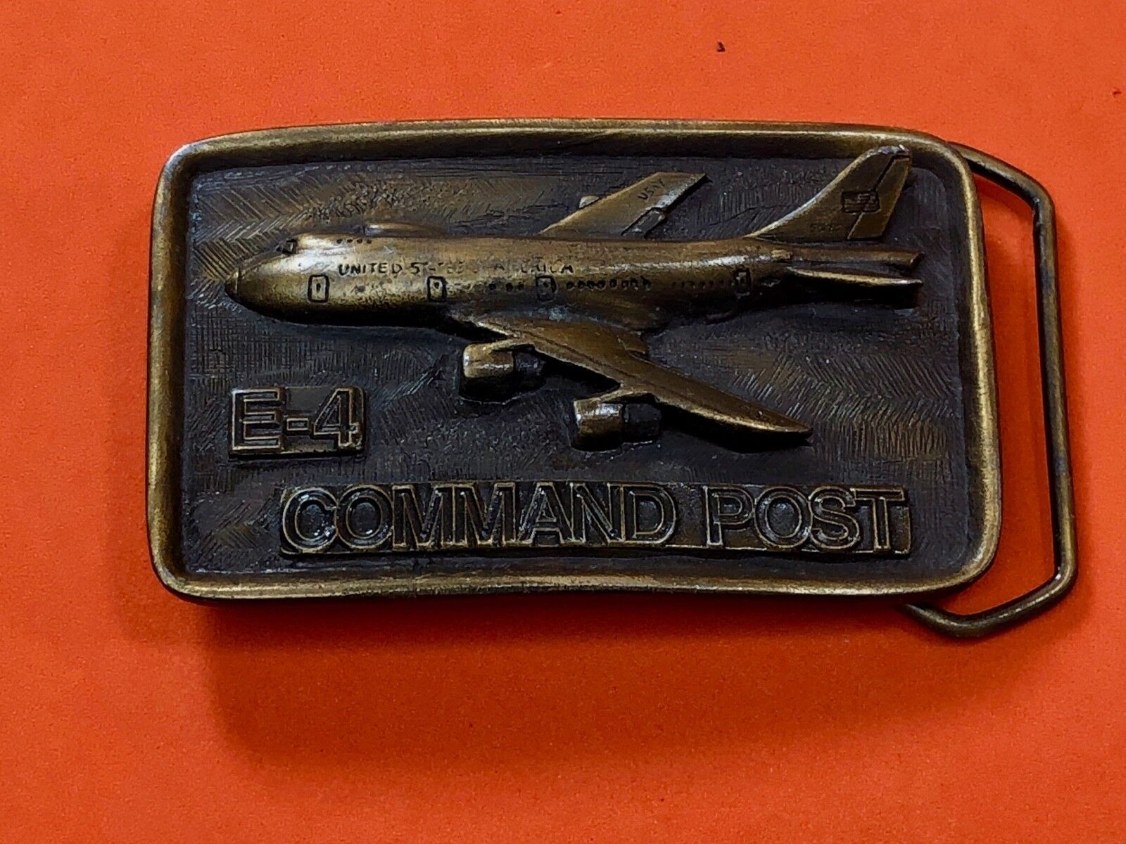 Vintage E-4 Command Post Belt Buckle United Airplane USAF Air Force 