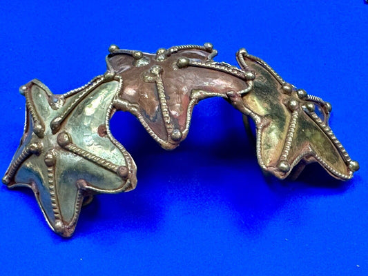 Three connected Starfish Mixed medal & colors , India vibe NOS belt buckle