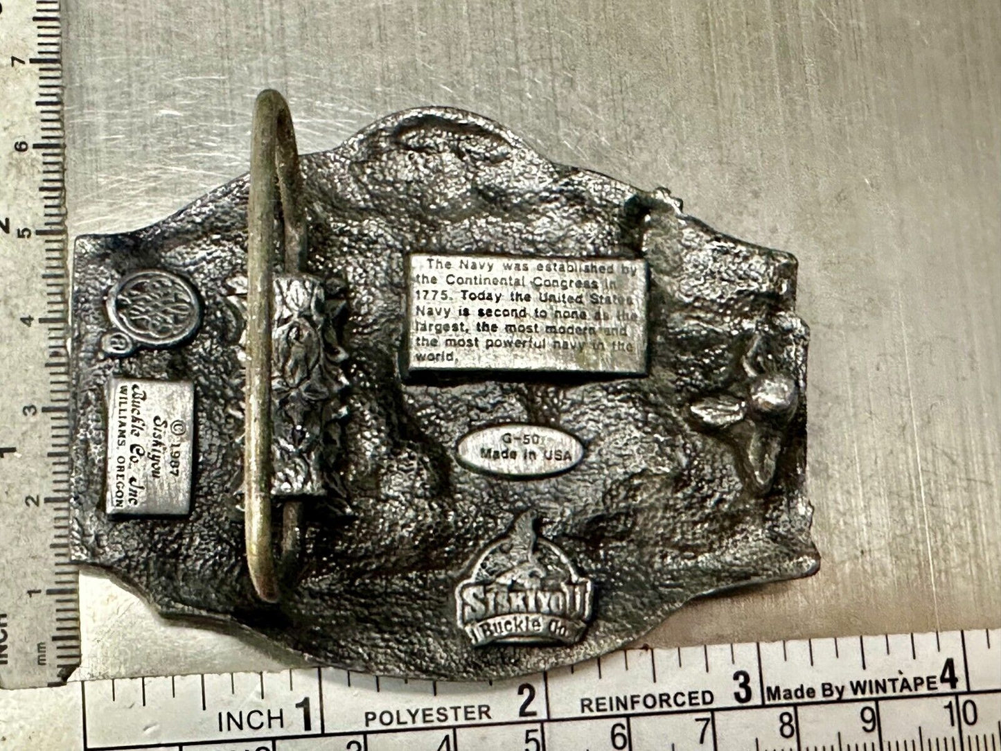 United States Navy Seal Vintage 1987 Commemorative Pewter Siskiyou Belt Buckle