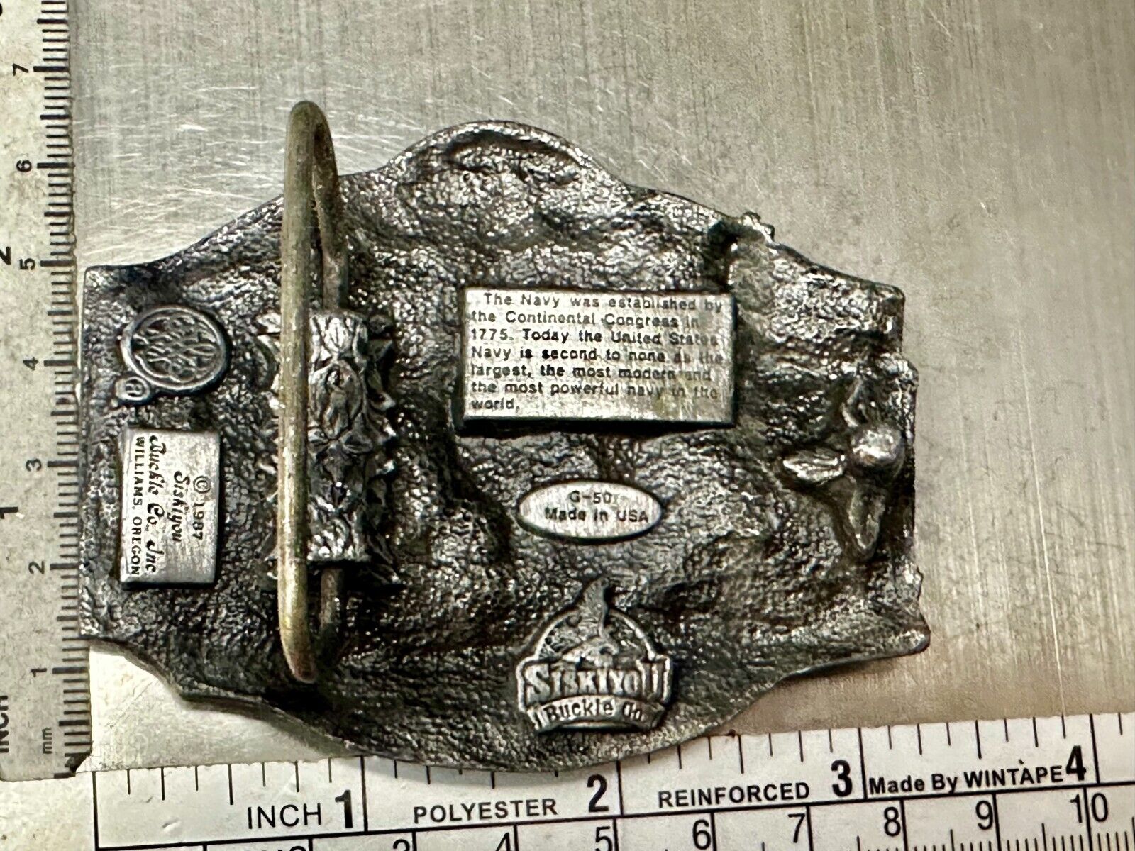United States Navy Seal Vintage 1987 Commemorative Pewter Siskiyou Belt Buckle