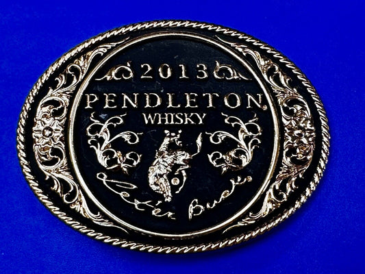 2013 Pendleton Whiskey Let'er Buck Rodeo Cowboy Montana Silversmiths Belt Buckle