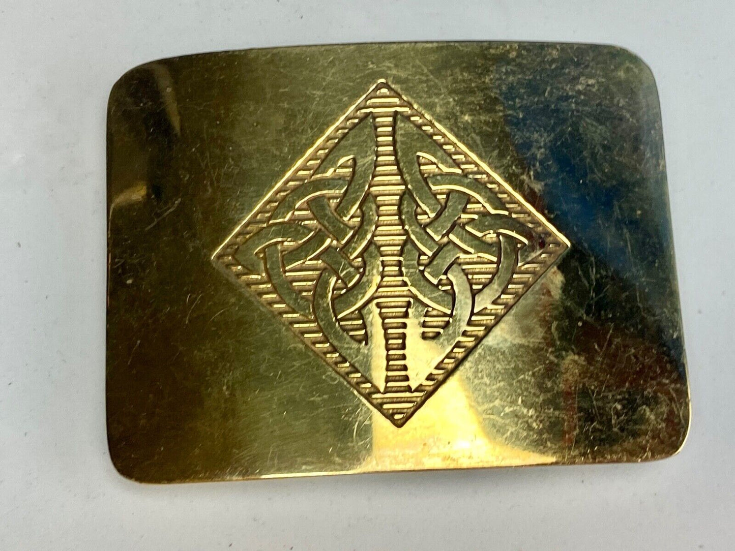 Antique Brass tone BOHO HIPPIE Ornate Lines Pattern Belt Buckle 