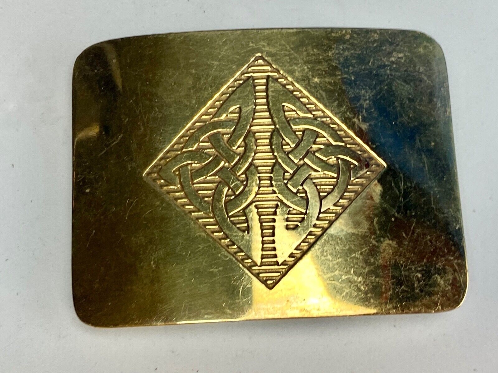 Antique Brass tone BOHO HIPPIE Ornate Lines Pattern Belt Buckle 