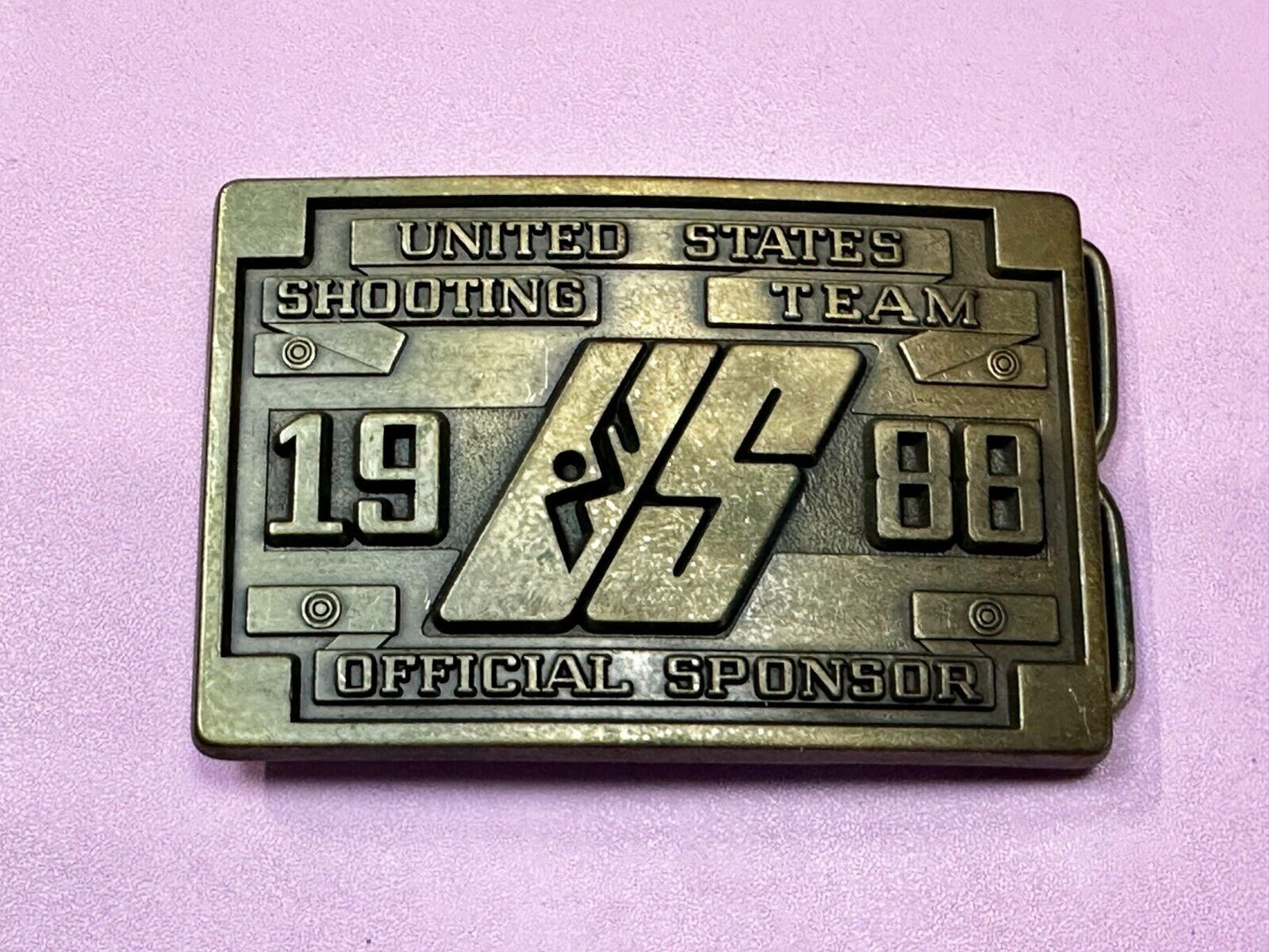 United States Shooting Team 1988 Official Sponsor Seoul Korea NOS Belt Buckle