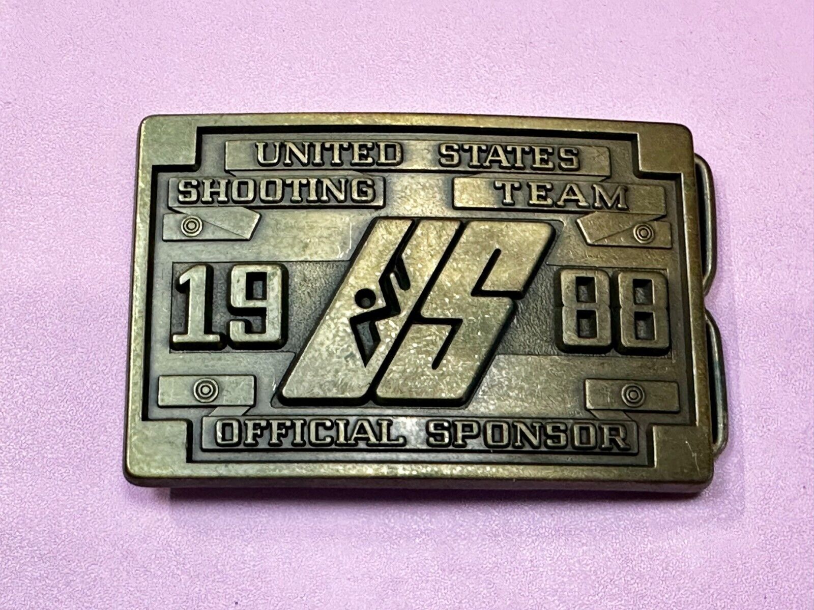 United States Shooting Team 1988 Official Sponsor Seoul Korea NOS Belt Buckle