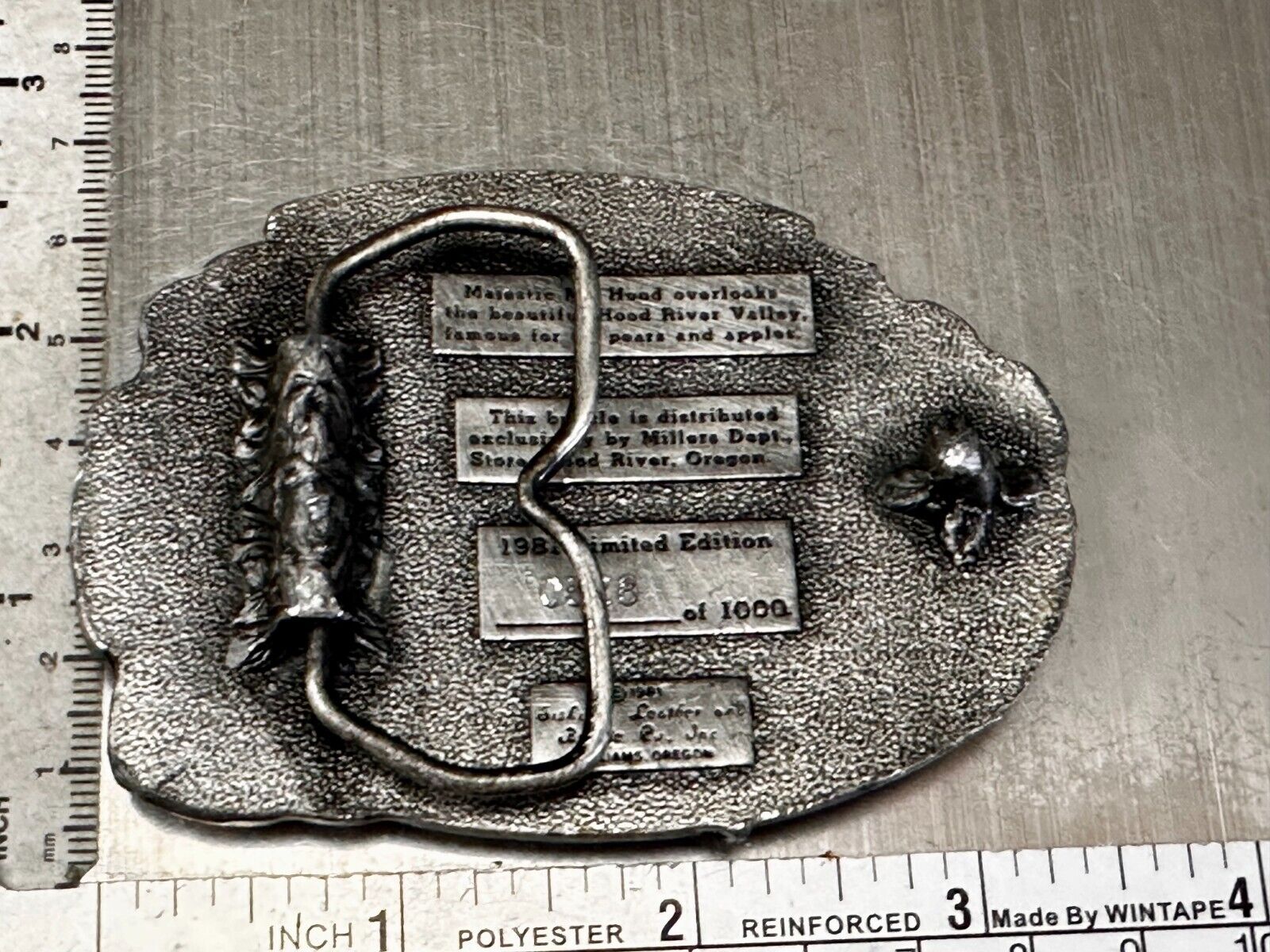 Majestic Mt. Hood River Valley Oregon Scenery Vtg 1981 Commemorative Belt Buckle