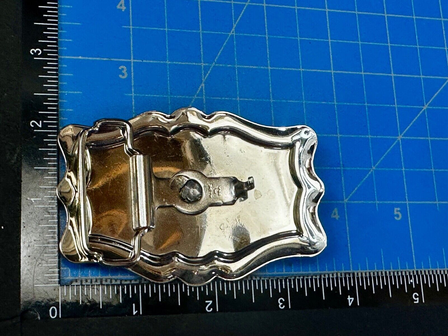 Black & silver diamond Shaped Cowboy Ranch pattern western framed Belt Buckle