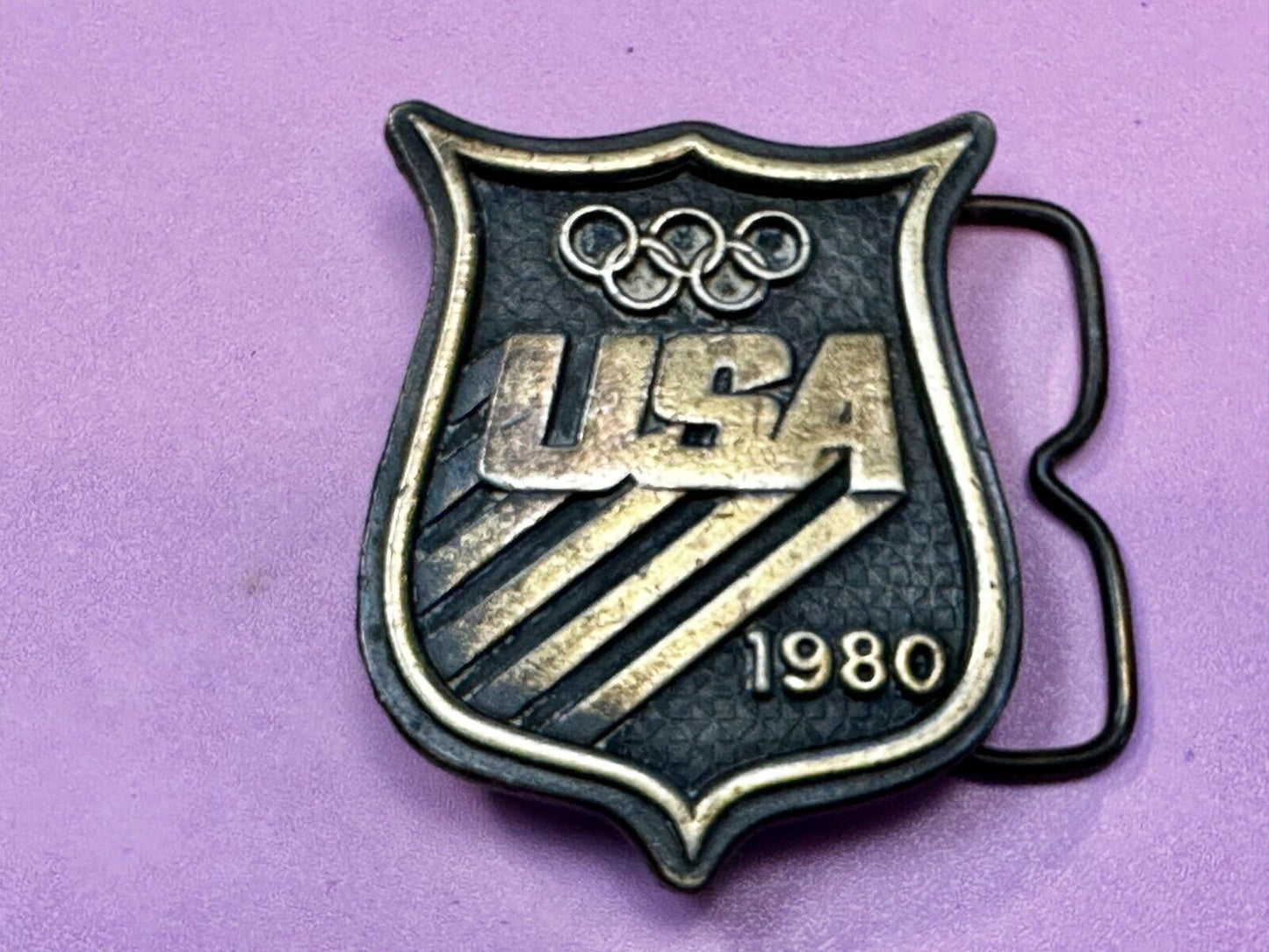 1980 USA Olympic Committee Bergamot Brass Works Vintage Belt Buckle Paul Rollins