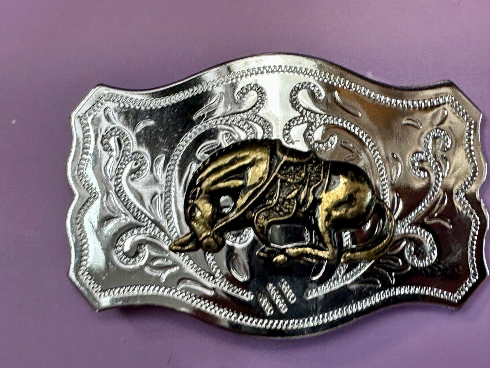 Two Tone Bucking Bronc Bronco Saddle Horse Rodeo vintage belt buckle