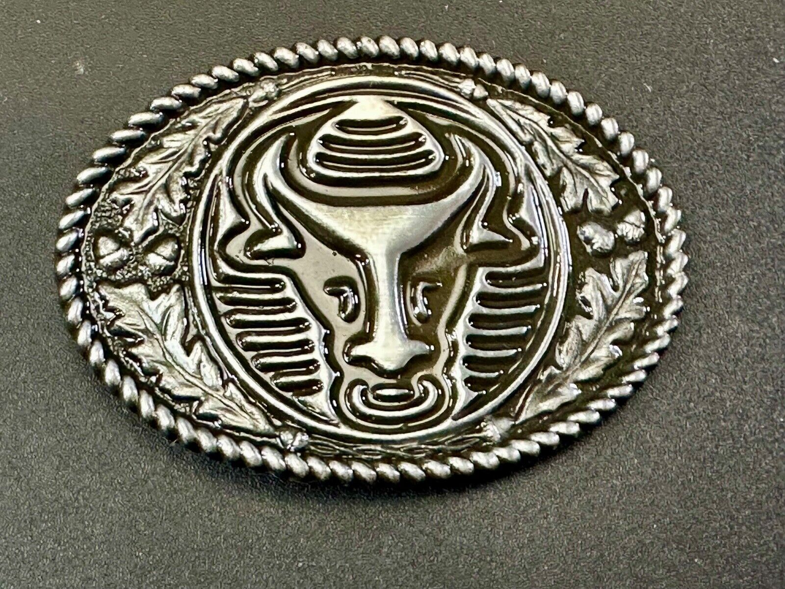 The Longhorn cow steer with nose ring Vintage rope boarder belt buckle