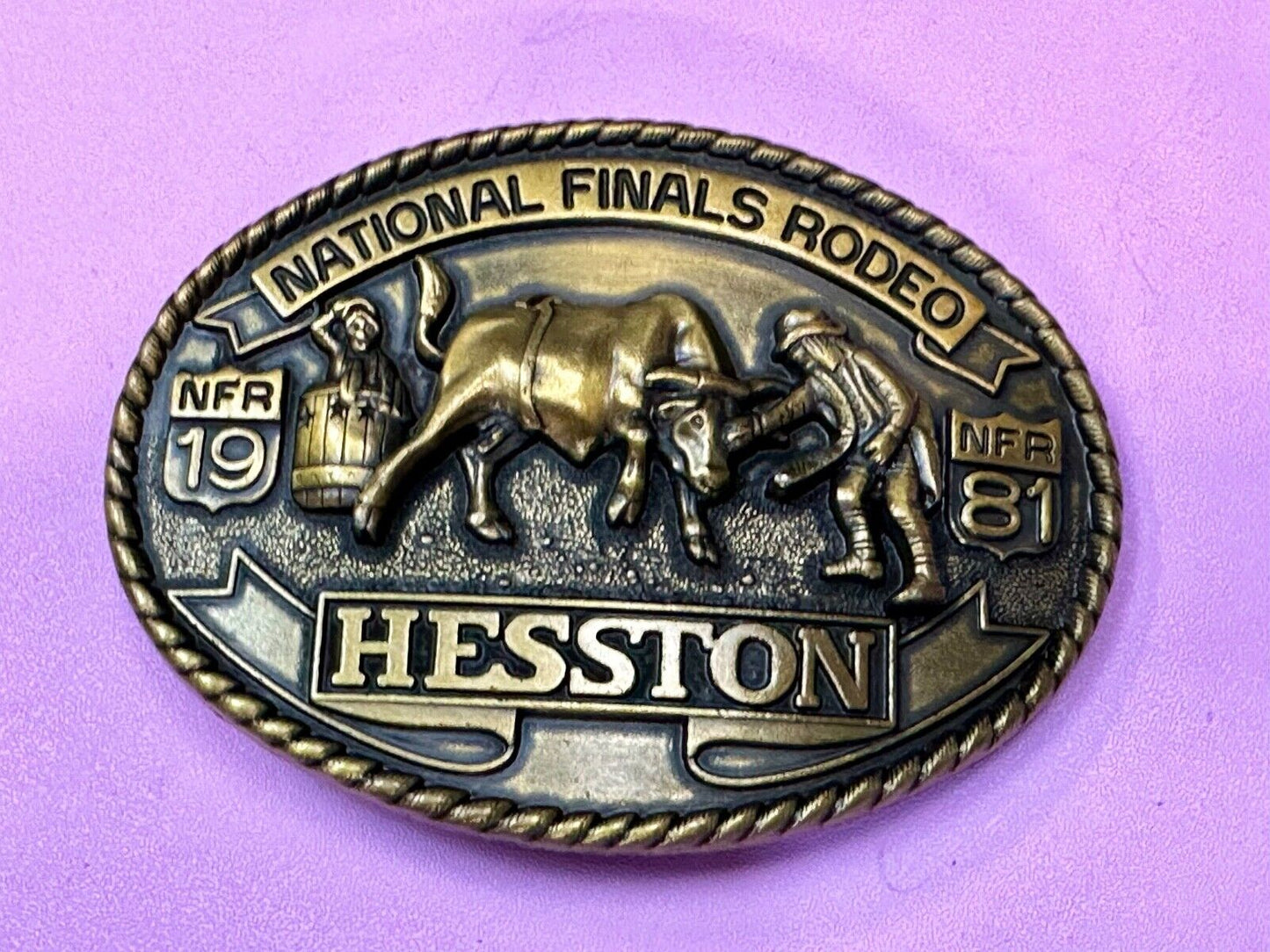 1981 Hesston National Finals Rodeo NFR Collectors Rodeo Cowboy NOS  Belt Buckle