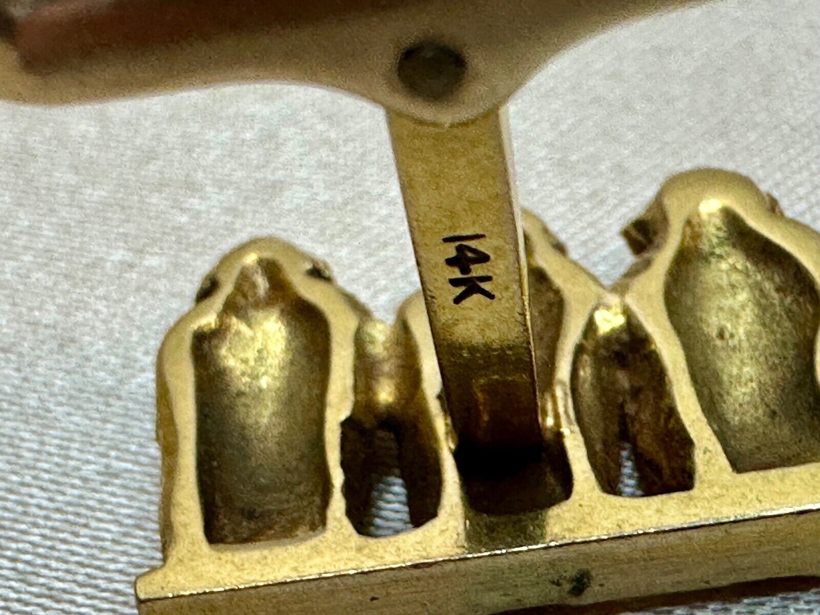 Three Wise Monkeys Speak, See, Hear No Evil  Antique 14K Gold Single Cufflink 6g