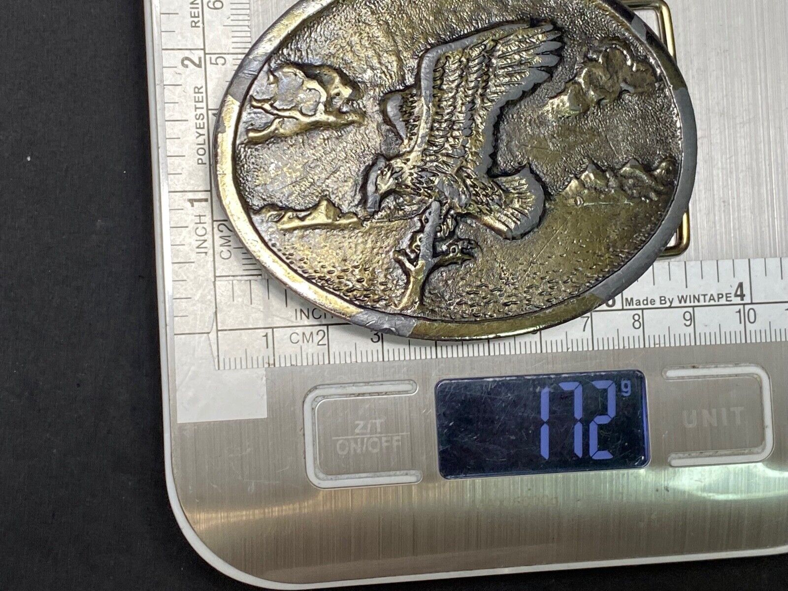 Vintage Hunting Perched Diving Eagle Patriotic Eagle belt buckle 