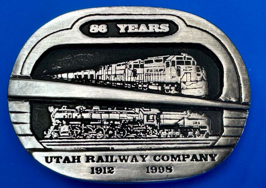 Utah Railway Co Vtg Train Railroad 86 Years - Gary Prazen Sculpture Belt Buckle