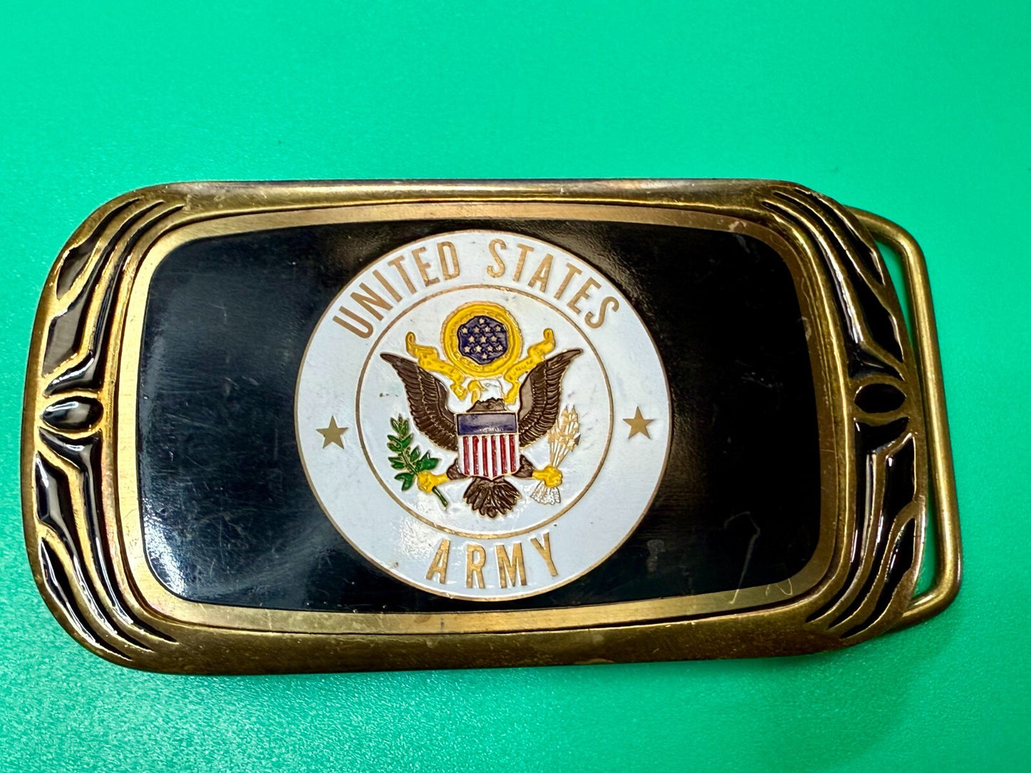 United States Army Military Eagle Seal Vintage 1988 NAP Solid Brass Belt Buckle