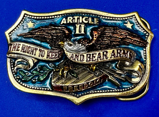The Right To Keep and Bear Arms Article II VTG 1982 Great American Belt Buckle