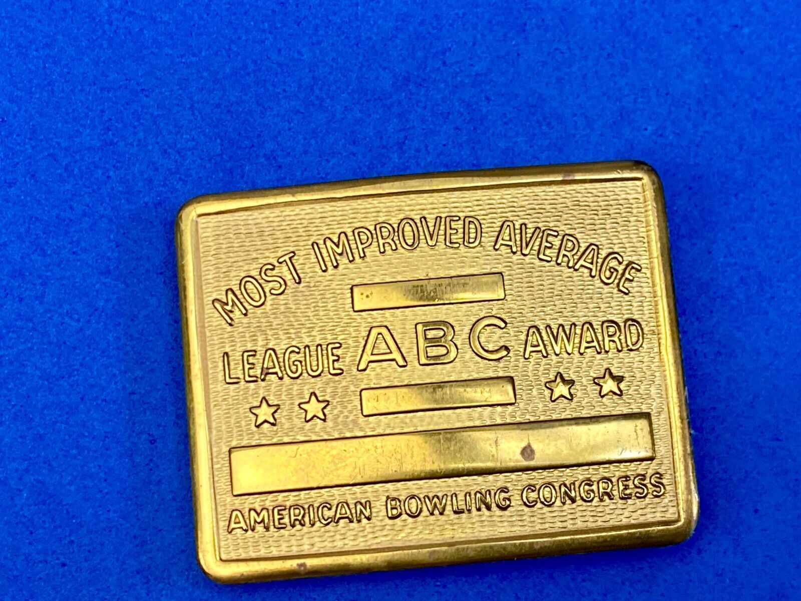 Vintage 70s AMERICAN BOWLING CONGRESS Most Improved ABC LEAGUE AWARD BELT BUCKLE