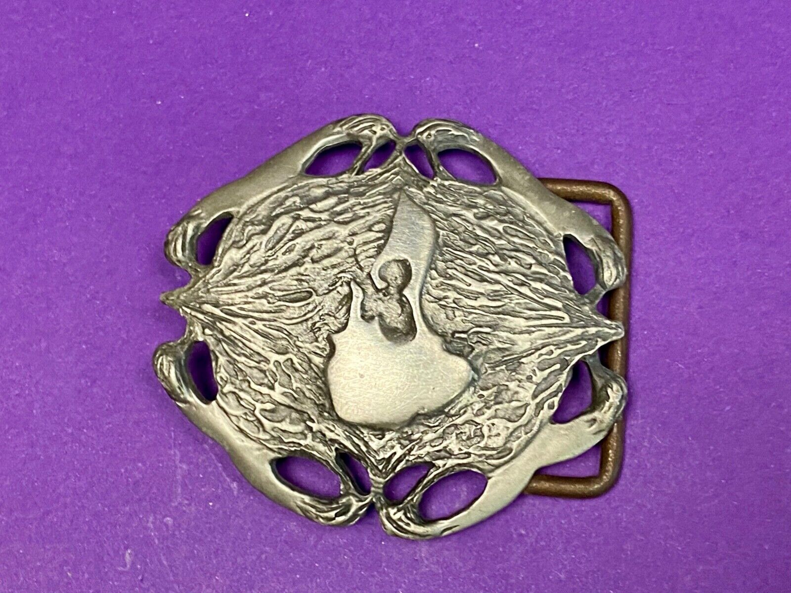 Abstract Duck, Birds Cowboys?   Unique Pewter Belt Buckle By Ojb 1999