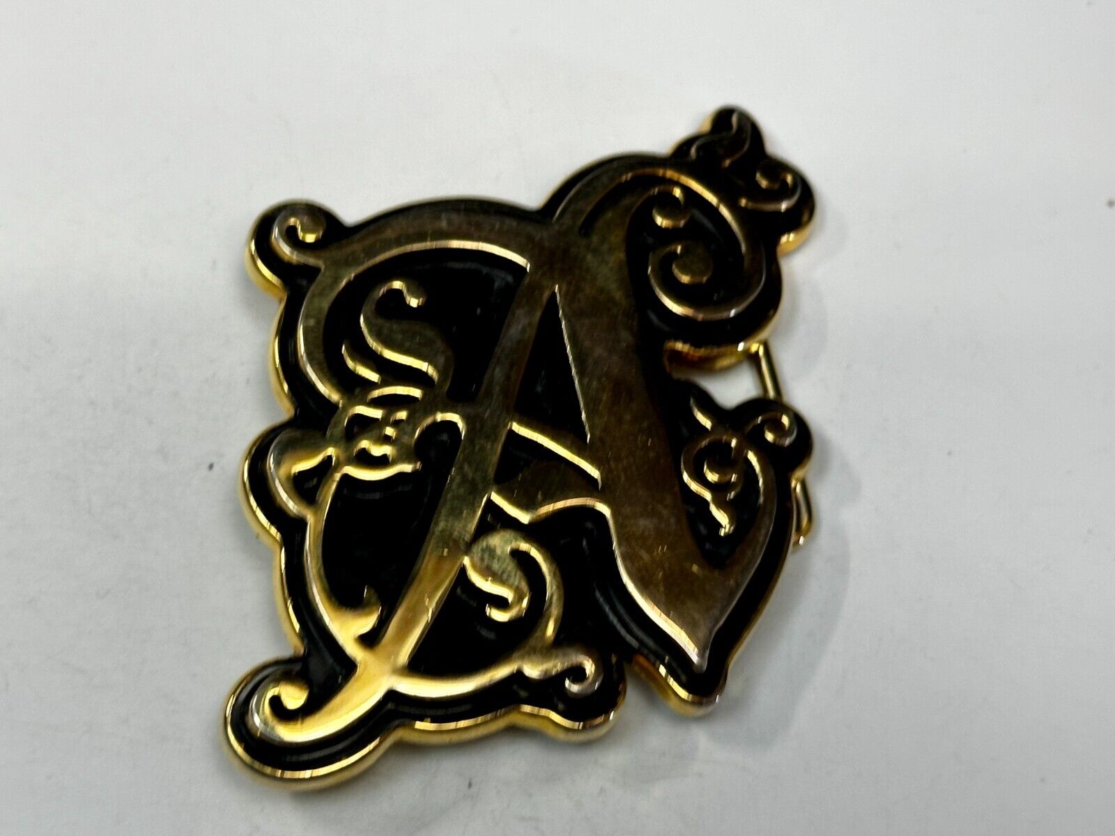 The Scarlet Letter A -Initial -  Ornate Font - gold color cutout Belt Buckle