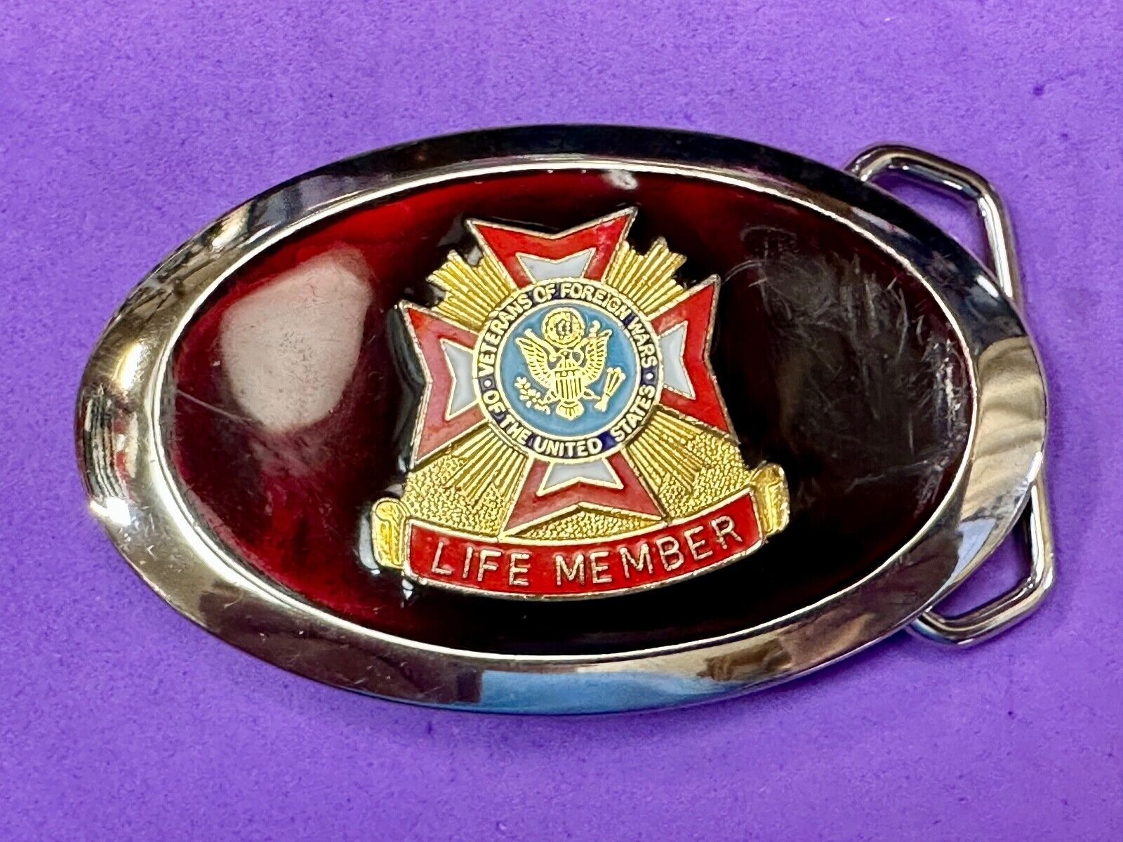 Veterans of Foreign Wars vintage LIFE member belt buckle