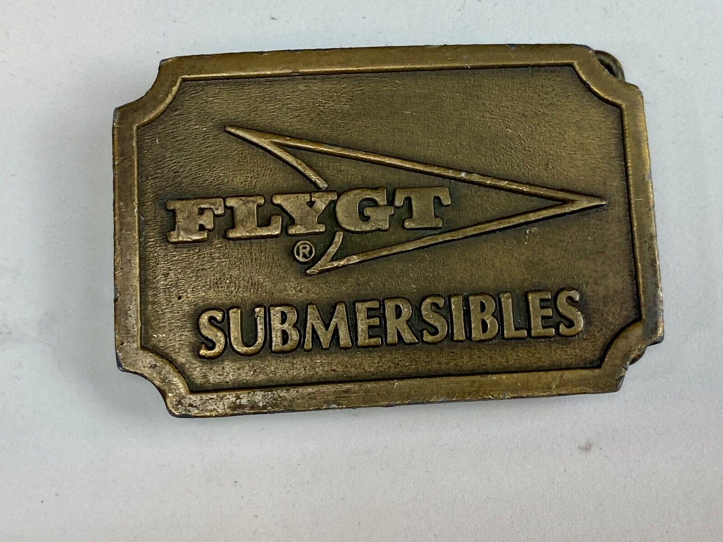 Vintage FLYGT Submersibles belt buckle by Hitline Swedish company advertising 