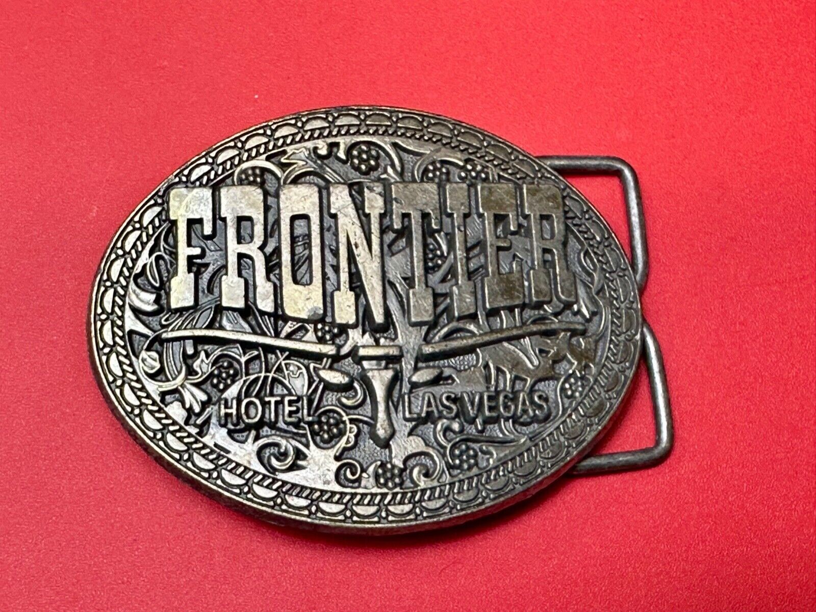 Texas longhorn Vintage Frontier Casino Hotel, Las Vegas Belt Buckle