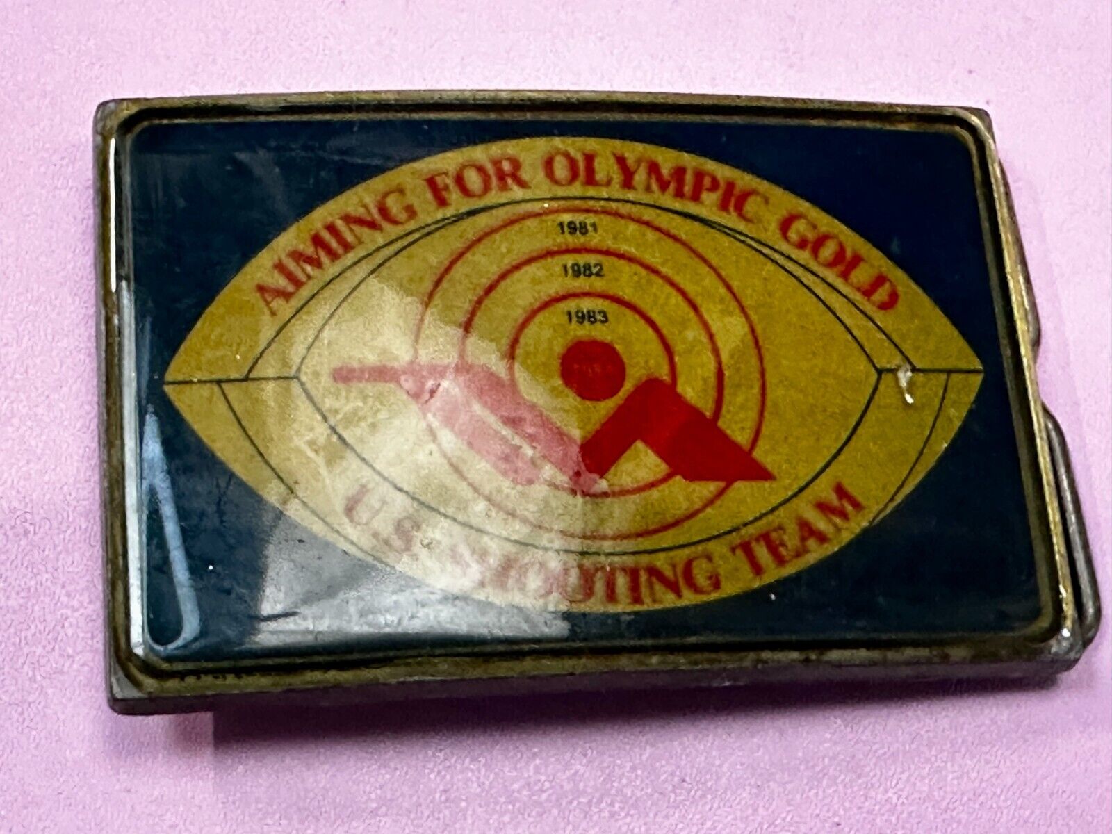 US Shooting Team Los Angeles 1984 Aiming for Olympic Gold Vintage Belt Buckle