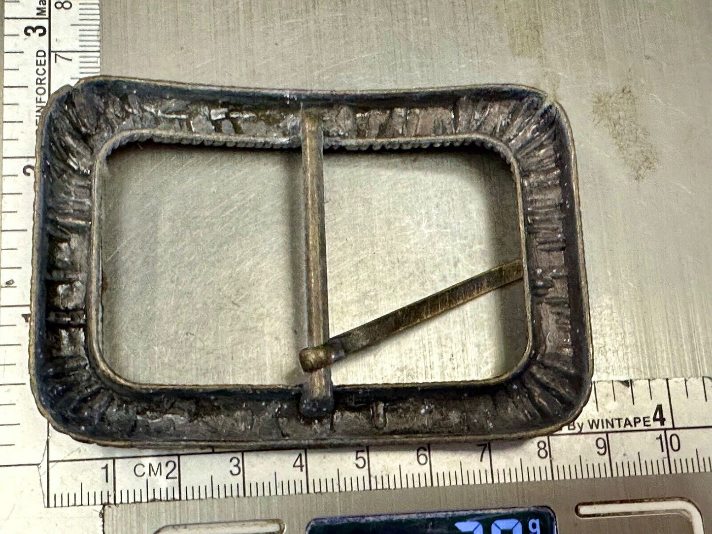 Unique Center Bar Spring abstracted wrapped style rectangular belt buckle