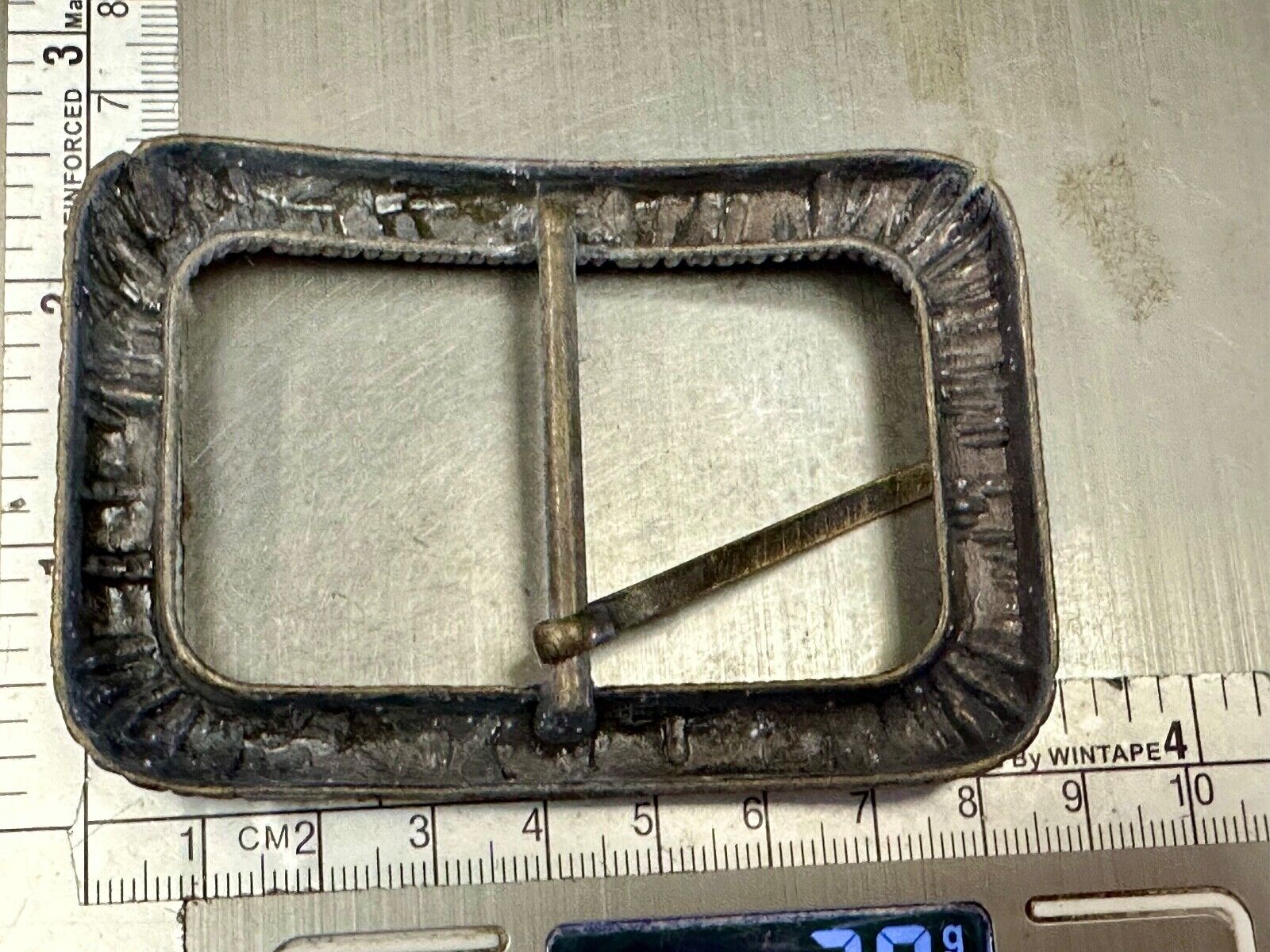 Unique Center Bar Spring abstracted wrapped style rectangular belt buckle