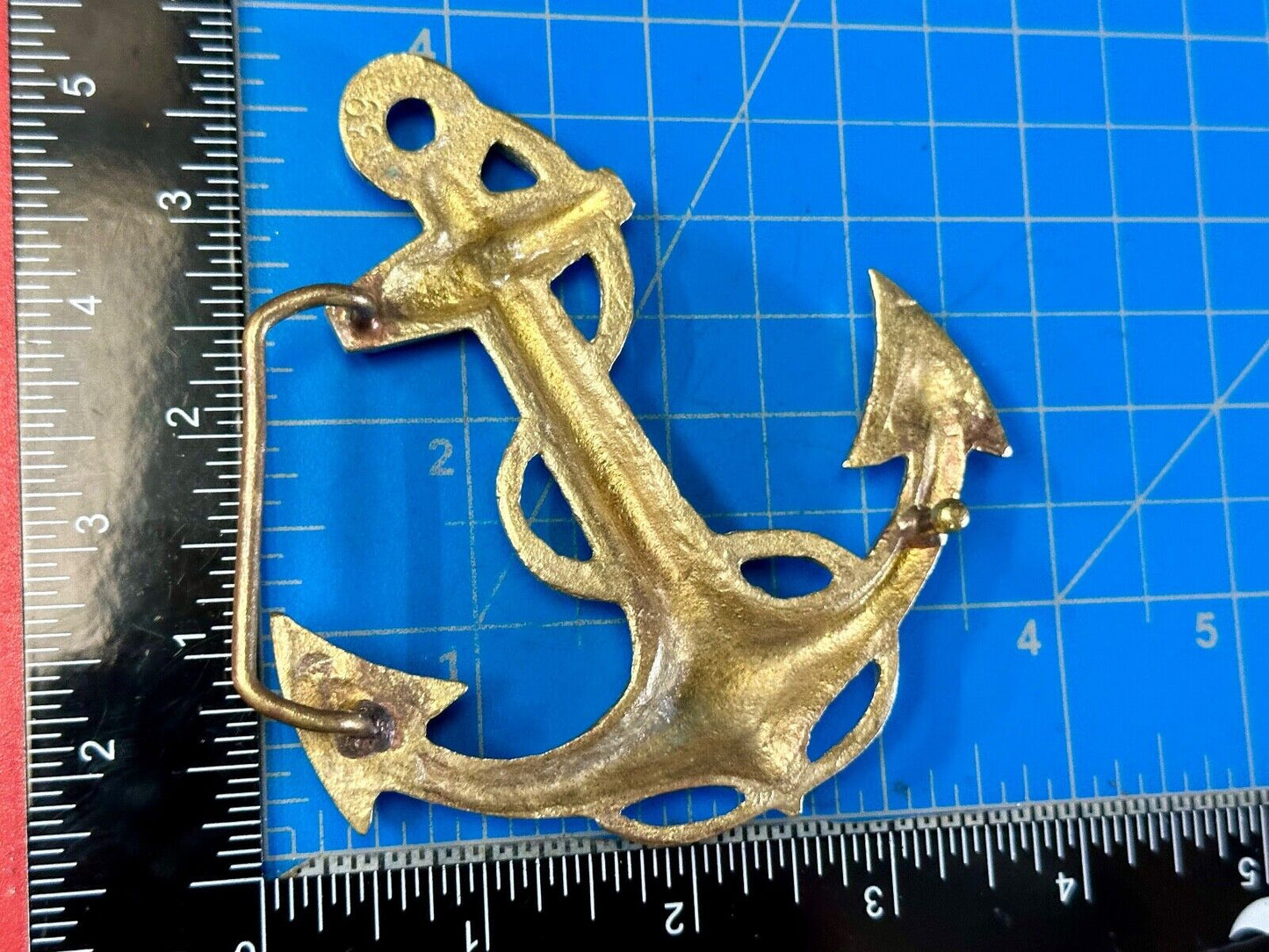 Anchor and Rope Maritime nautical large 4" wide figural Belt Buckle stamped 189
