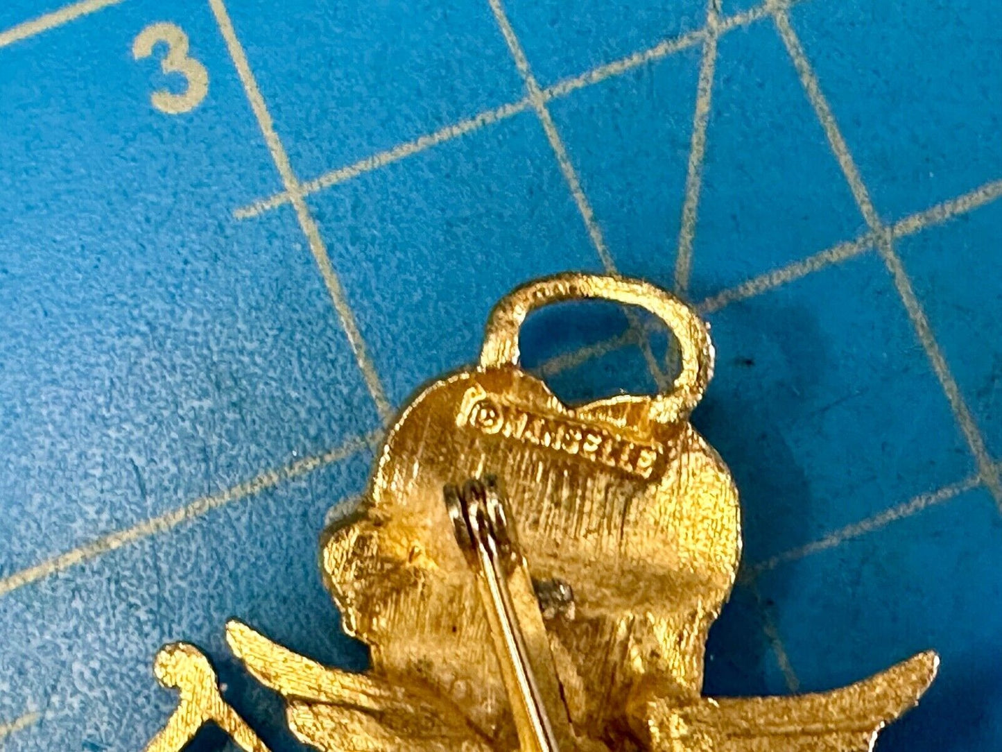 Adorable Angle Cupid w/ blue eyes! Love Arrows Mamselle signed brooch pin