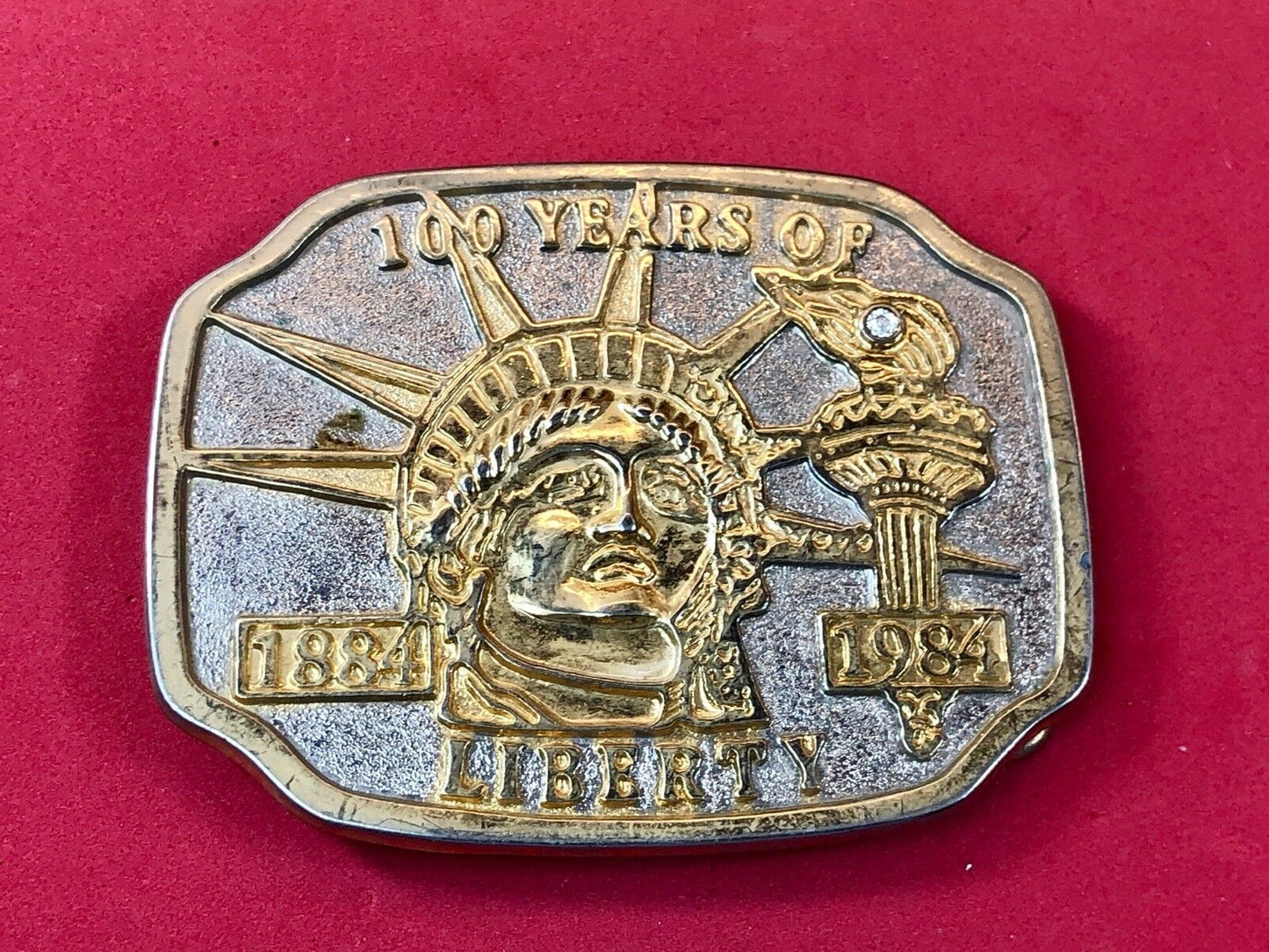 100 Years of Liberty 1886-1986 ~ Lady Liberty Belt Buckle - God Bless America 