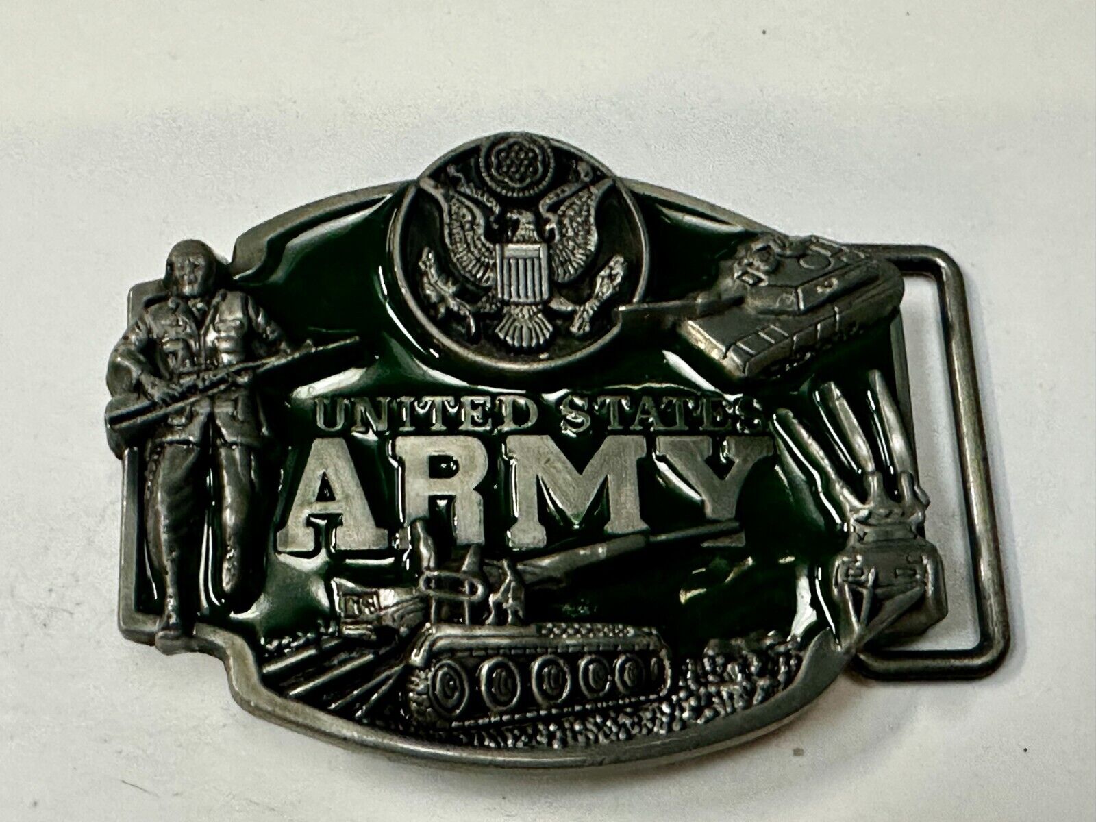US Army United States Patriotic Soldiers Tanks Raised USA Eagle Belt Buckle