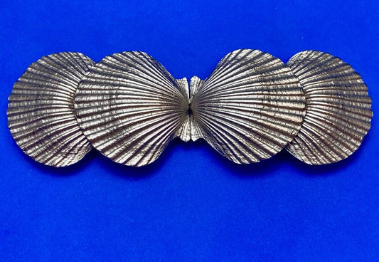 Two piece Interlocking silver color dual Clam SHELL belt buckle - DR Doreen Ryan