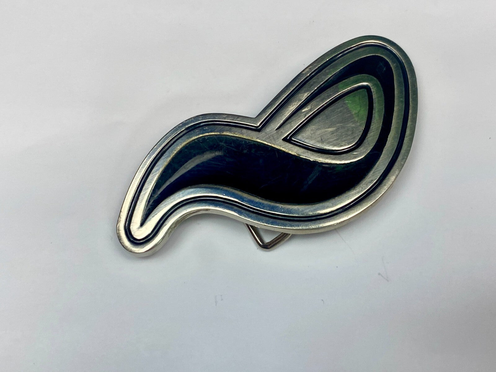 Abstract Pattern Logo? Black Enameled Belt Buckle