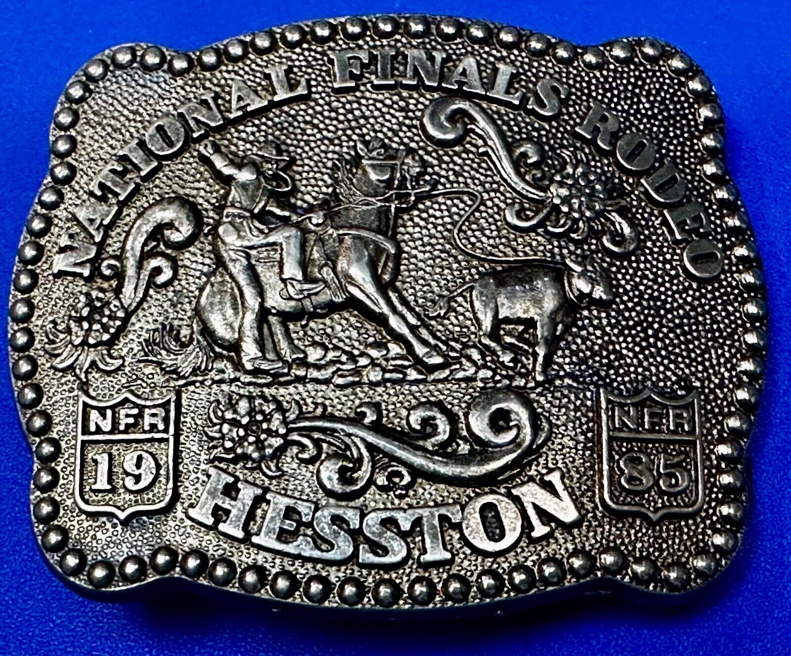 1985 NFR National Finals Rodeo Youth Size Hesston Commemorative Belt Buckle