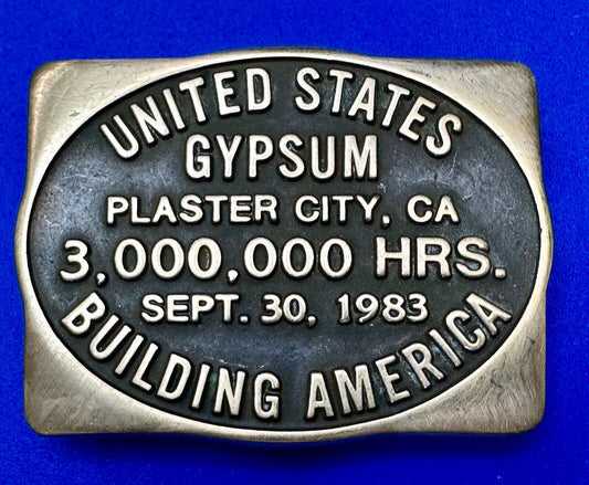 US  GYPSUM & Plaster Company - Vintage 1983 Anacortes Solid Brass Belt Buckle