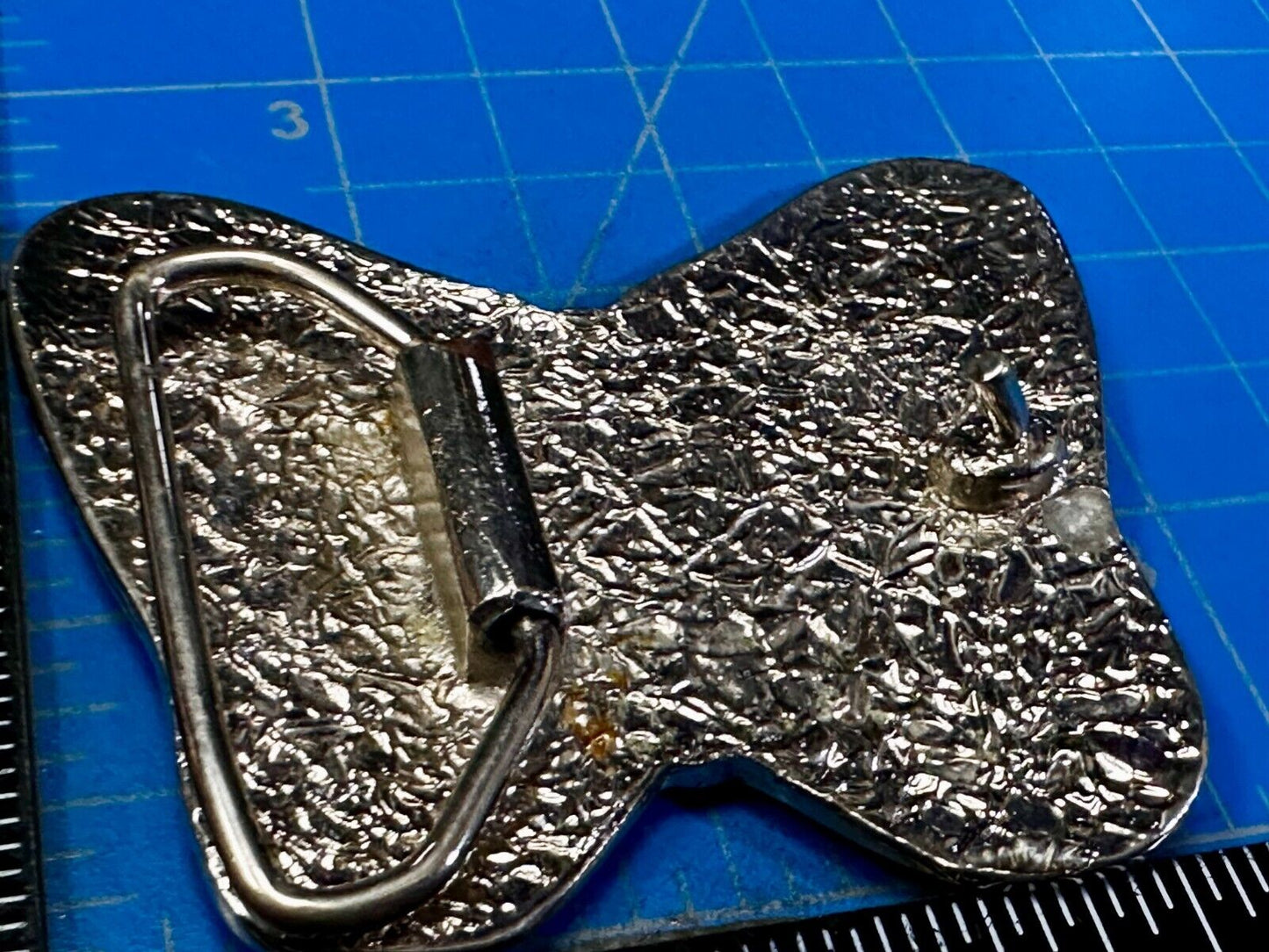 Beautiful Butterfly Figural Turquoise Coral Chips Inlay Cutout 3" Belt Buckle
