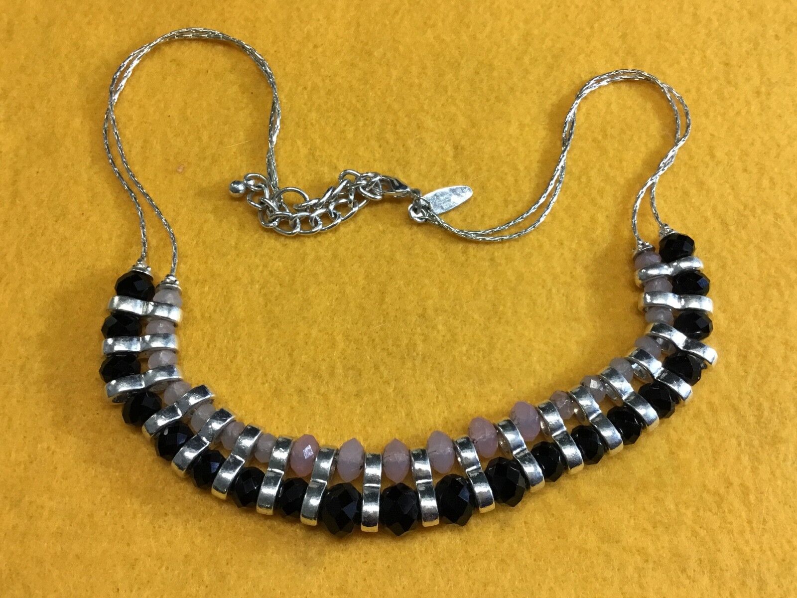 20" Silver  Black Accent Statement Necklace signed NY, New York & Co.
