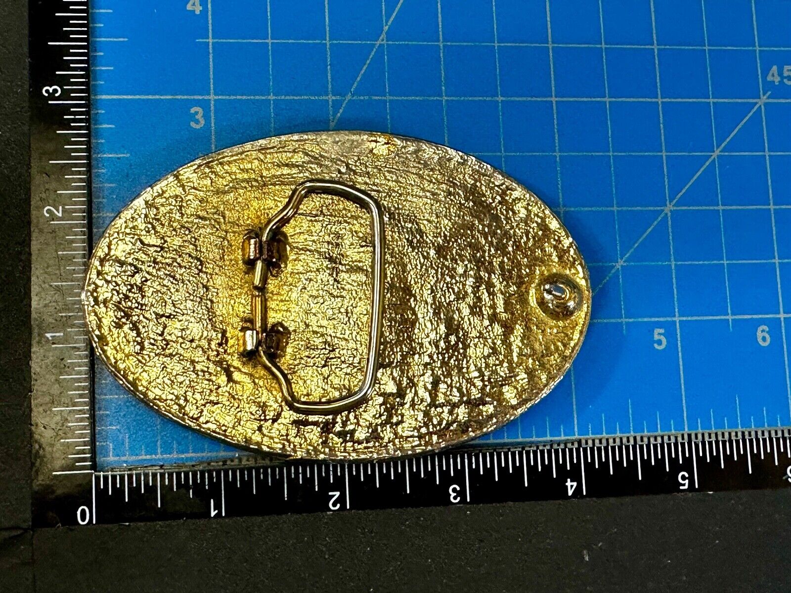 3D Buffalo in wheat grass - Raised from gold tone Vintage Belt Buckle