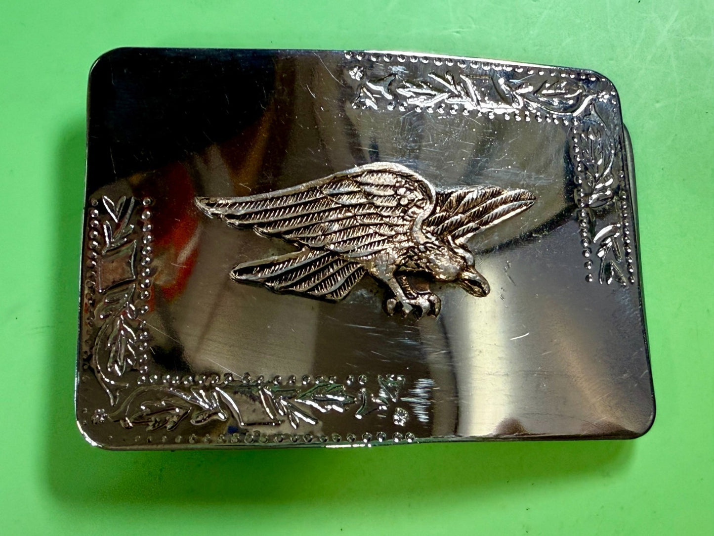 American Eagle Flying Diving Hunting on Reflective Two Tone Western Belt Buckle