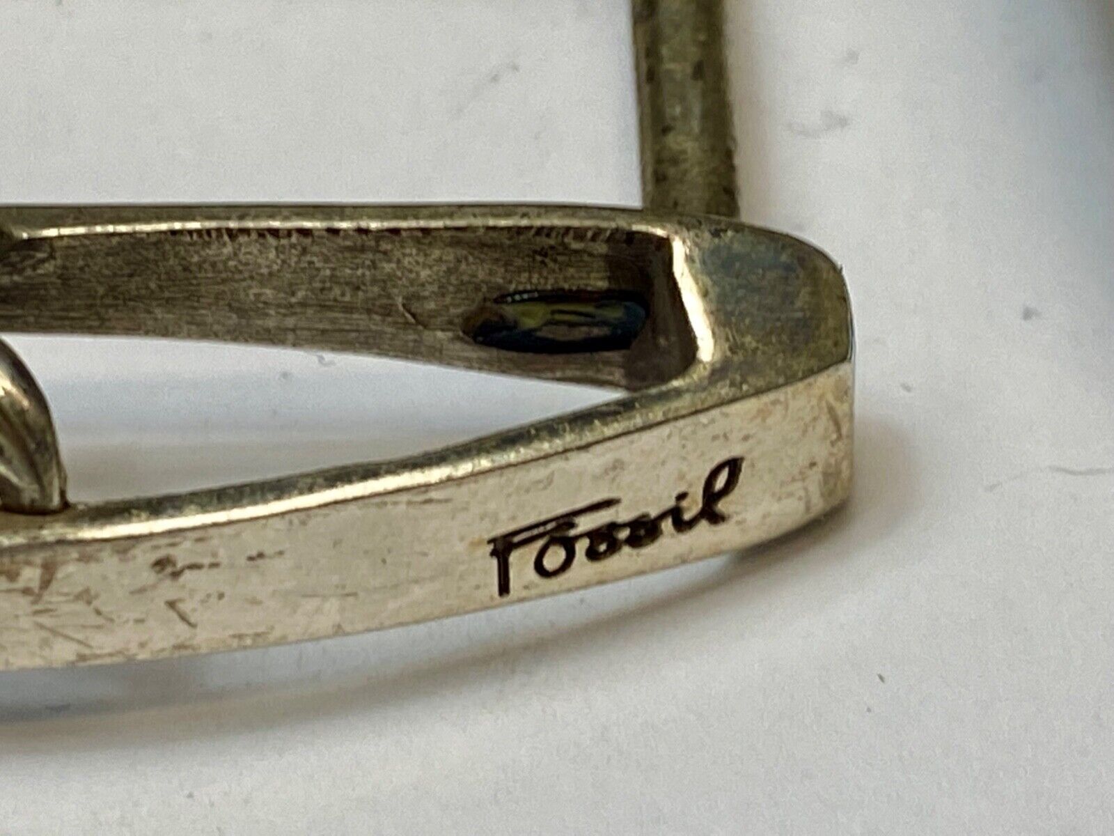 Two piece antique silver tone?  see through belt buckle