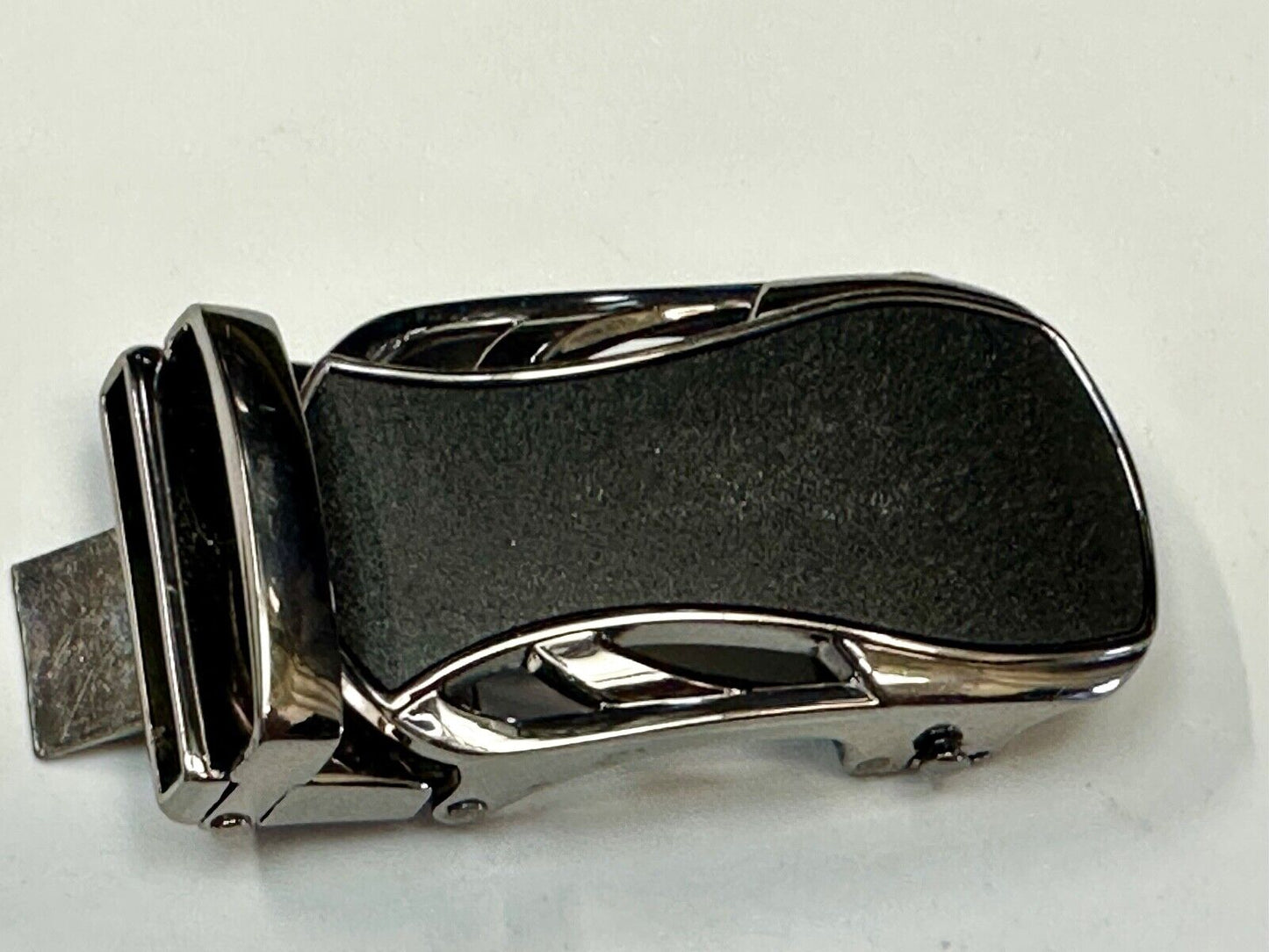Automatic Ratchet Black & Silver Tone Replacement Dress Style Belt Buckle