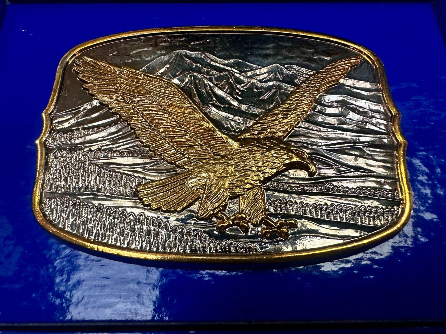 American Eagle commemorative 24K gold & silver plated belt buckle w/ COA