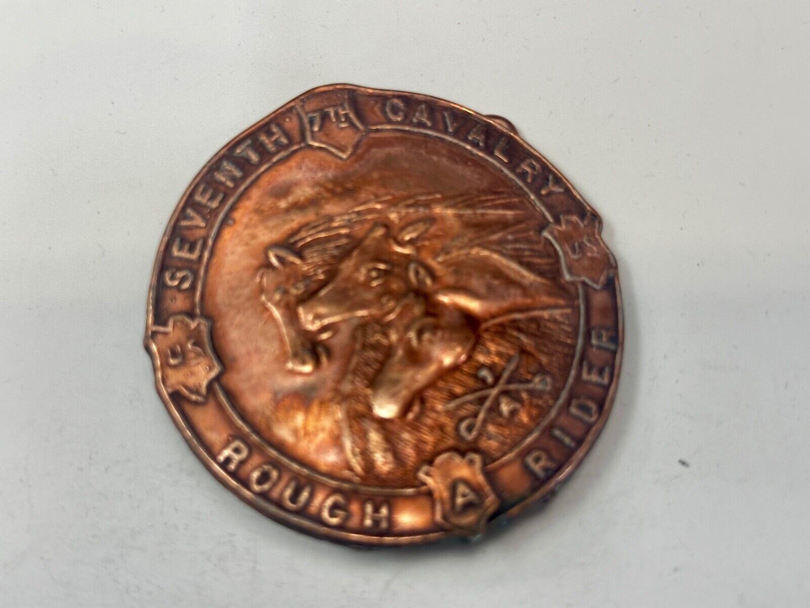7th Seventh Cavalry Rough Rider Horse Head Vintage Belt Buckle