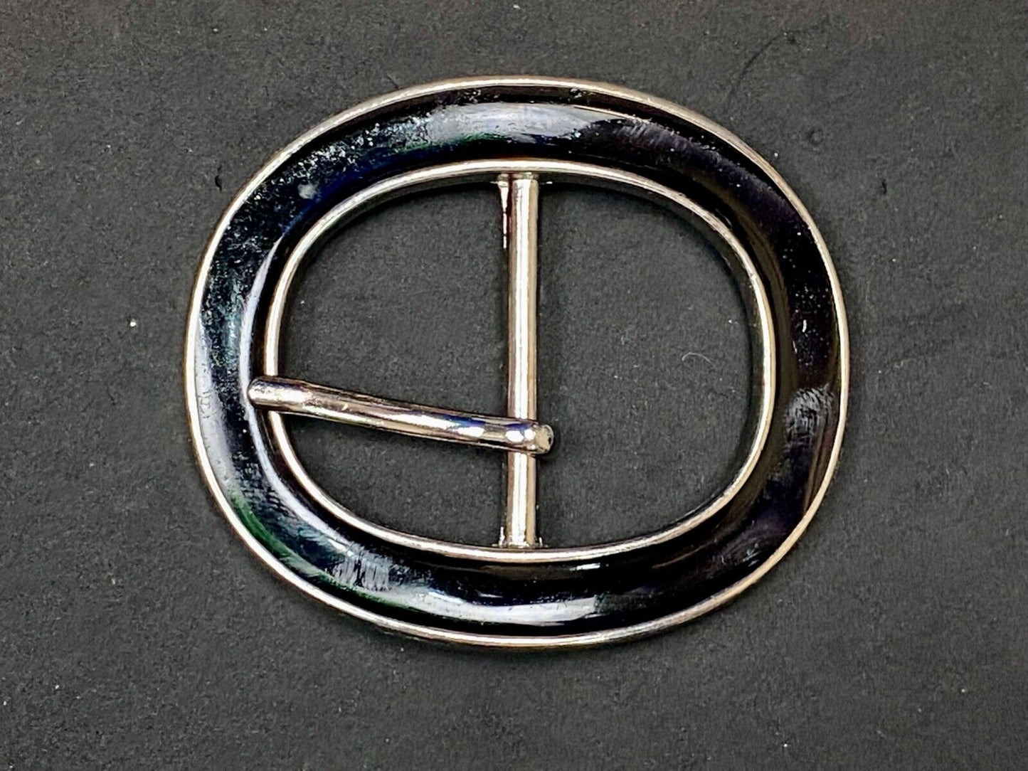 3" Wide Formal Silver And Black Color Oval Belt Buckle - Retro Vibe