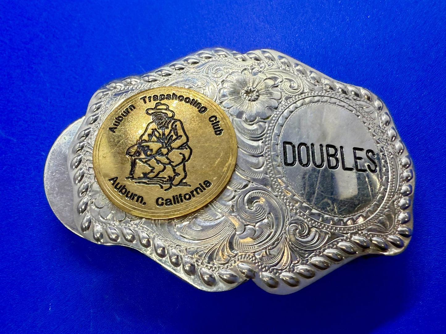 Auburn Trapshooting Auburn California Doubles Trophy Champion Awards Belt Buckle